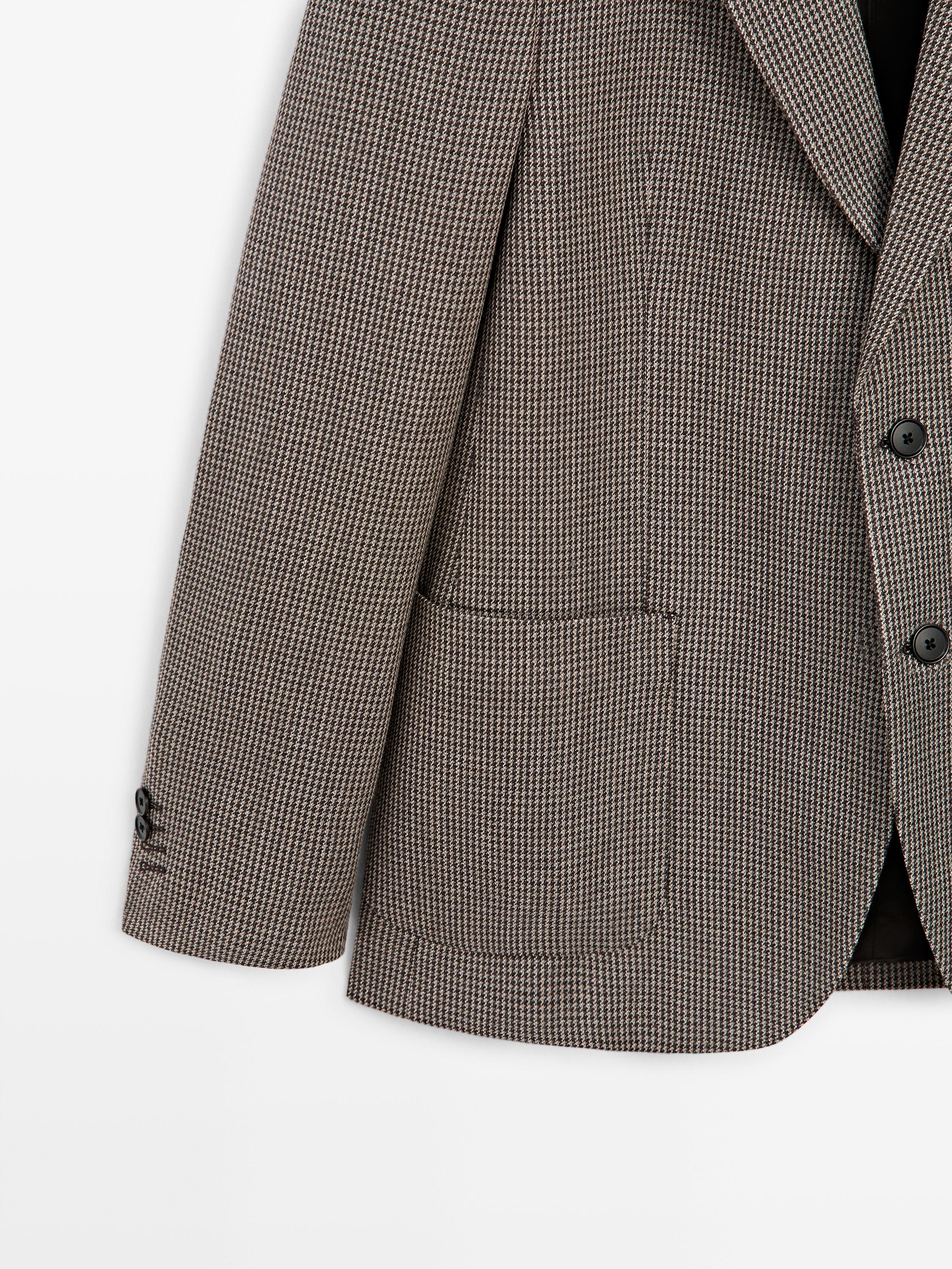 Wool blend houndstooth blazer